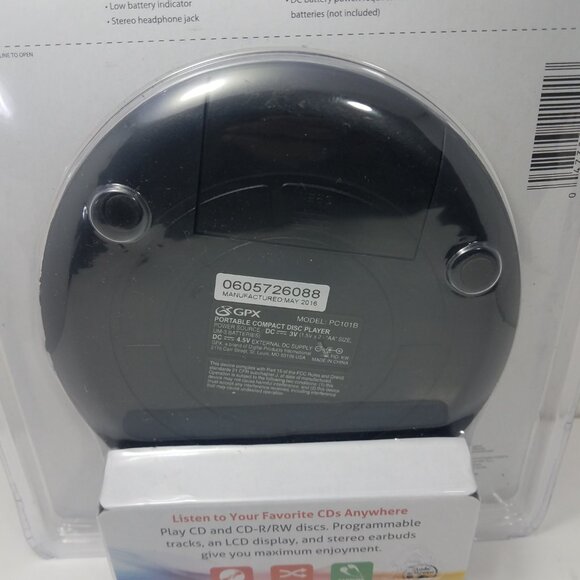 GPX PC101B Portable CD Player with Stereo Earbuds - Picture 3 of 4